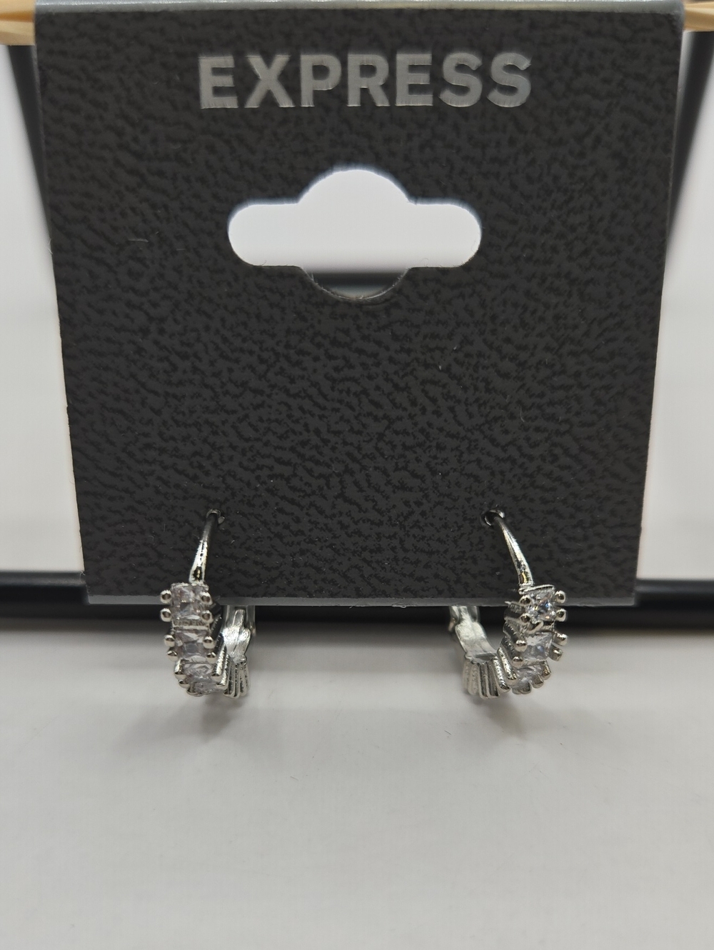 NEW Express Silver Crystal Hoop Earrings - Silver